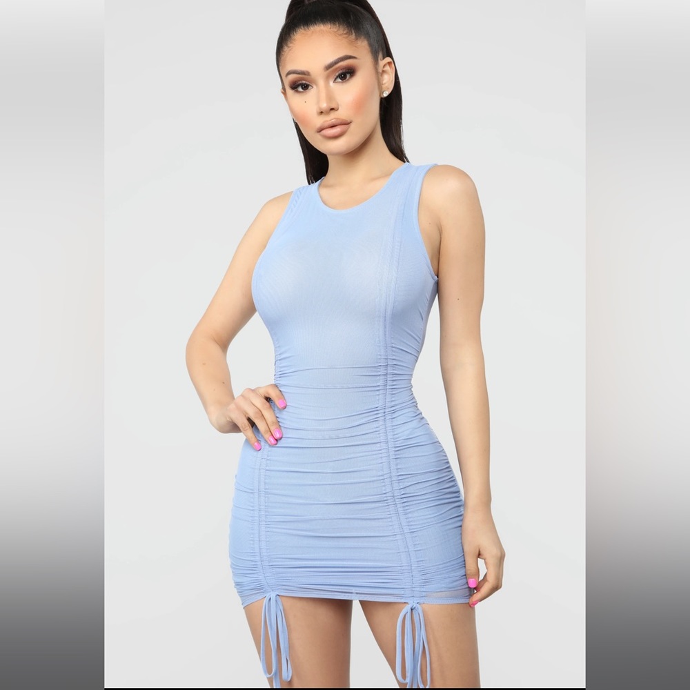 Fashion nova blue mesh mini dress